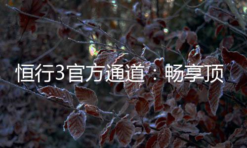 恒行3官方通道:畅享顶级电子游艺的尊贵体验