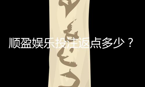 顺盈娱乐投注返点多少？揭秘高返水福利与实战技巧